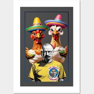 Walter White Wearing a T-shirt los pollos hermanos Posters and Art